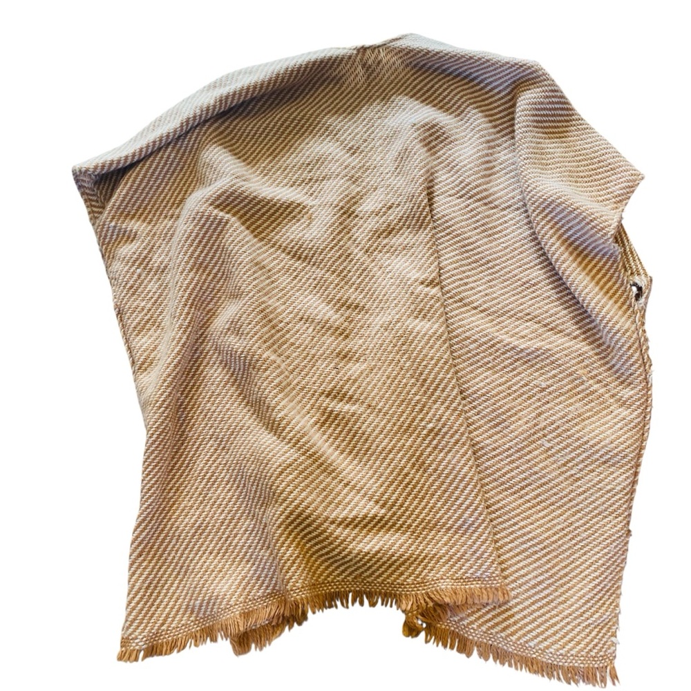 AERIE Tan / Cream Knit Cardigan Poncho Western Fringe - Picture 2 of 6